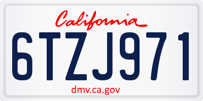 CA license plate 6TZJ971