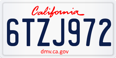 CA license plate 6TZJ972