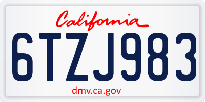 CA license plate 6TZJ983