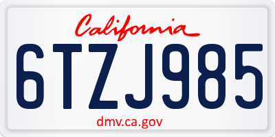 CA license plate 6TZJ985