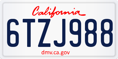 CA license plate 6TZJ988