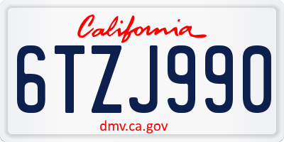 CA license plate 6TZJ990