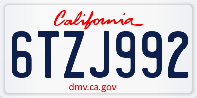 CA license plate 6TZJ992