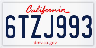 CA license plate 6TZJ993