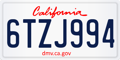 CA license plate 6TZJ994