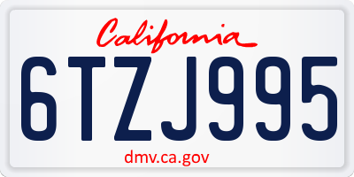 CA license plate 6TZJ995