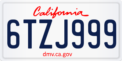 CA license plate 6TZJ999