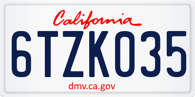CA license plate 6TZK035