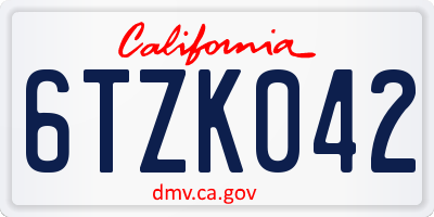 CA license plate 6TZK042