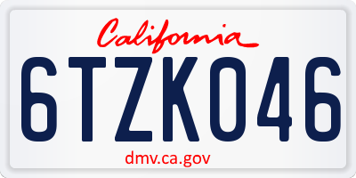 CA license plate 6TZK046