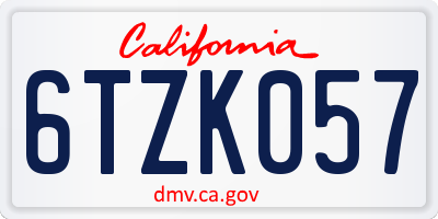 CA license plate 6TZK057