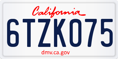 CA license plate 6TZK075