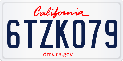 CA license plate 6TZK079