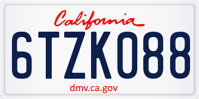 CA license plate 6TZK088