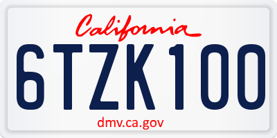 CA license plate 6TZK100