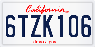 CA license plate 6TZK106