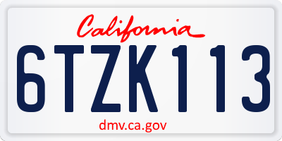 CA license plate 6TZK113