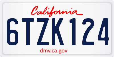 CA license plate 6TZK124