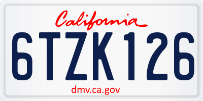 CA license plate 6TZK126