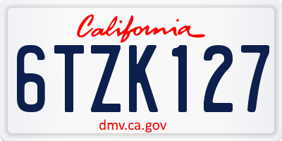 CA license plate 6TZK127