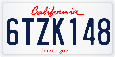 CA license plate 6TZK148