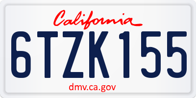 CA license plate 6TZK155