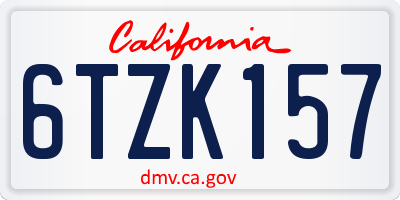 CA license plate 6TZK157