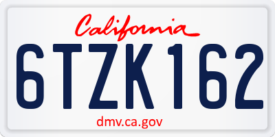 CA license plate 6TZK162