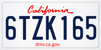 CA license plate 6TZK165