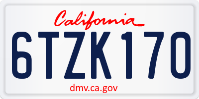 CA license plate 6TZK170