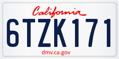 CA license plate 6TZK171