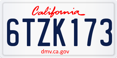 CA license plate 6TZK173
