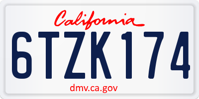 CA license plate 6TZK174