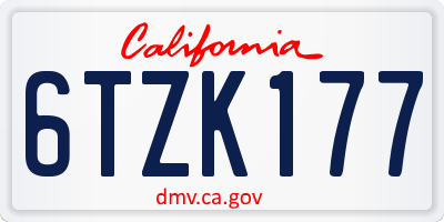 CA license plate 6TZK177