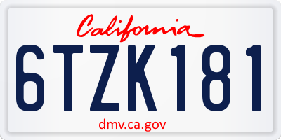 CA license plate 6TZK181