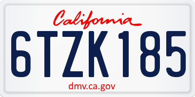 CA license plate 6TZK185