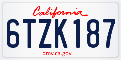 CA license plate 6TZK187