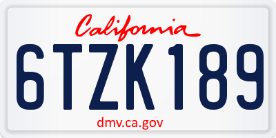 CA license plate 6TZK189