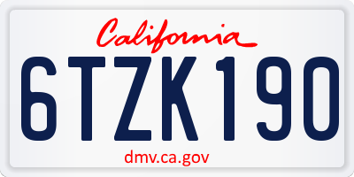 CA license plate 6TZK190