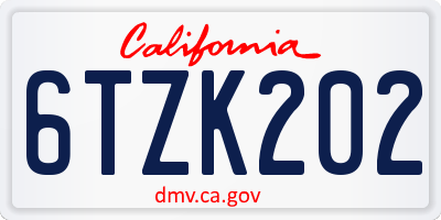 CA license plate 6TZK202