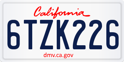 CA license plate 6TZK226