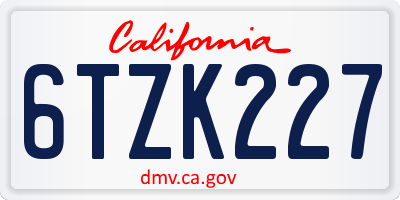CA license plate 6TZK227