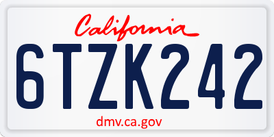 CA license plate 6TZK242