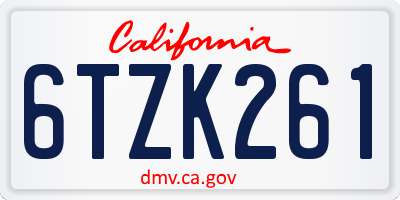 CA license plate 6TZK261