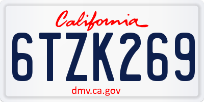 CA license plate 6TZK269