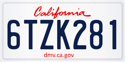 CA license plate 6TZK281