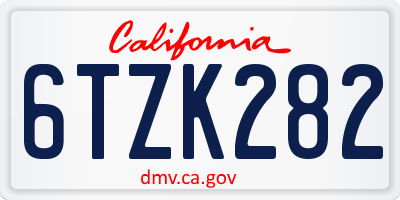 CA license plate 6TZK282