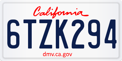 CA license plate 6TZK294