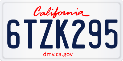 CA license plate 6TZK295