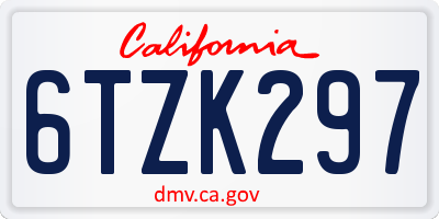 CA license plate 6TZK297